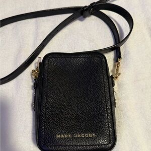 Marc Jacobs Black Leather Crossbody with Gold Details